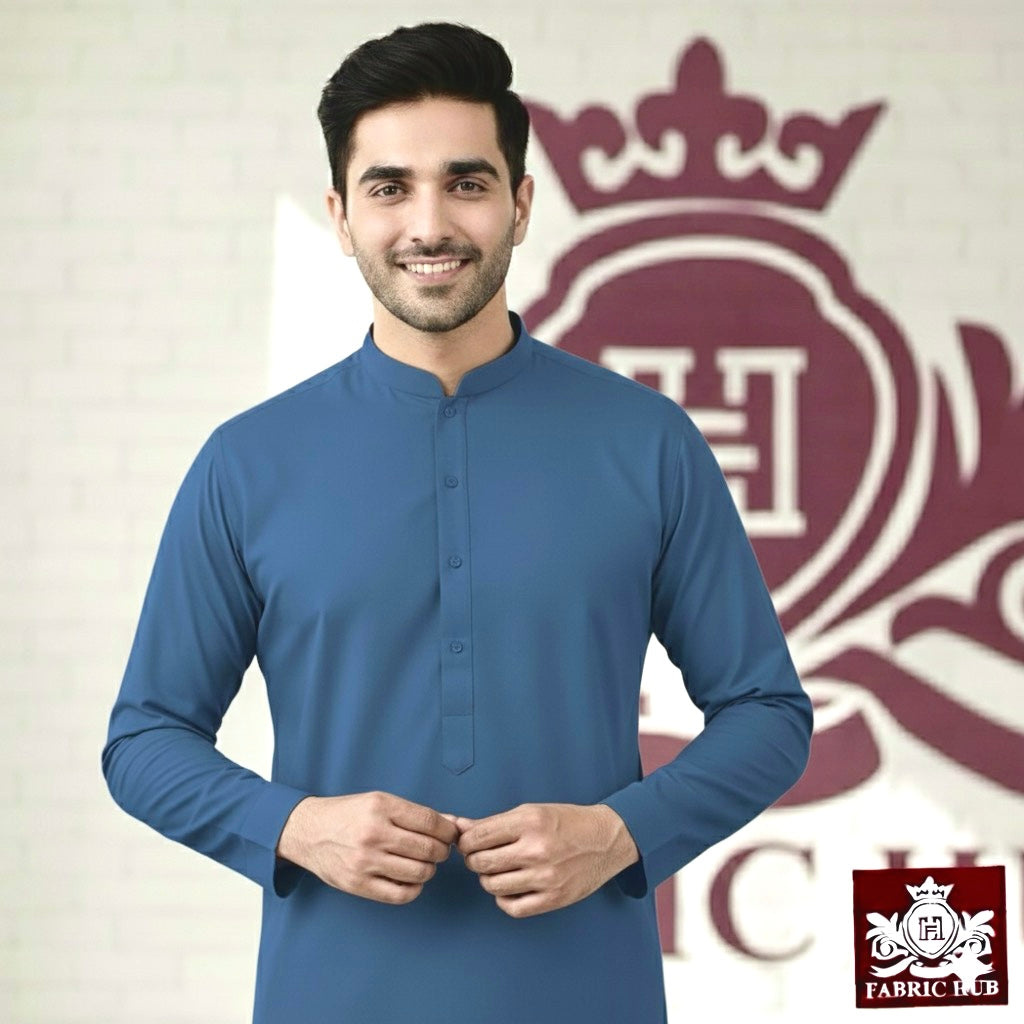 Imported Wash & Wear Yale Blue Un-Stitched