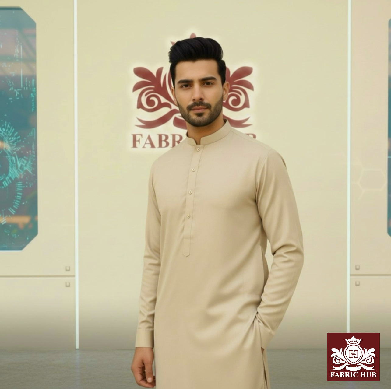 Imported Wash & Wear Beige Un-Stitched