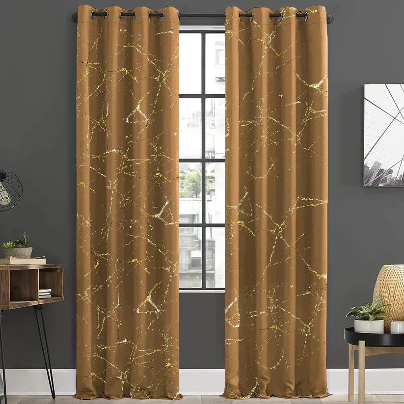 Pair of Glittered Velvet Curtains