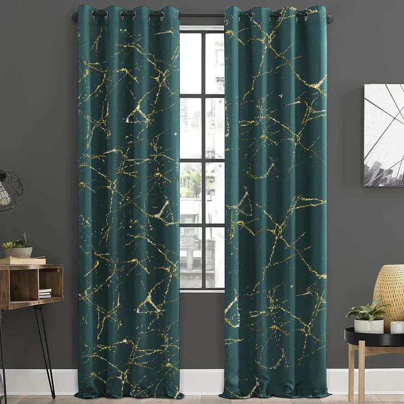 Pair of Glittered Velvet Curtains