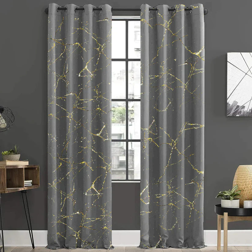 Pair of Glittered Velvet Curtains