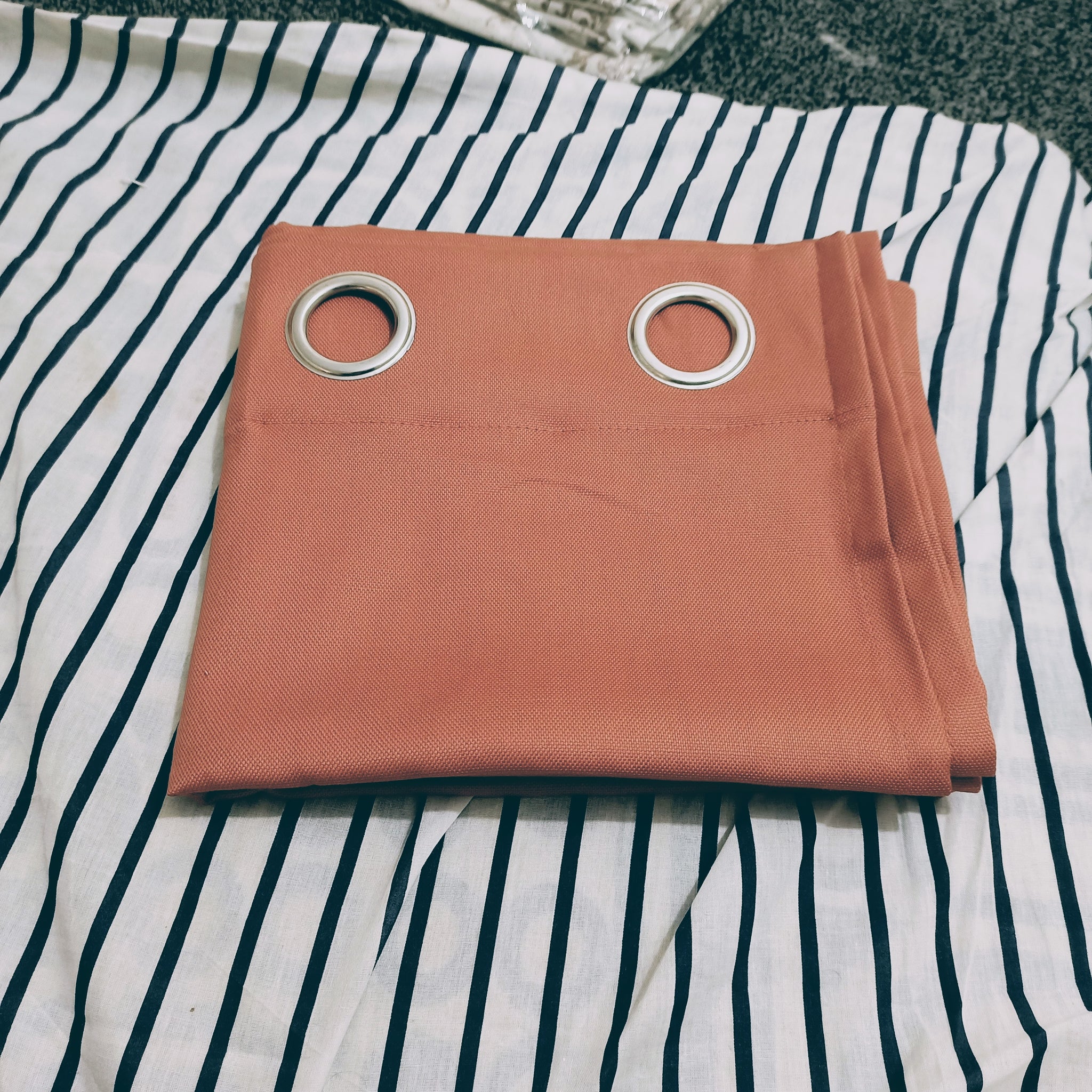 Coral Color Plain Duck Cotton Curtain