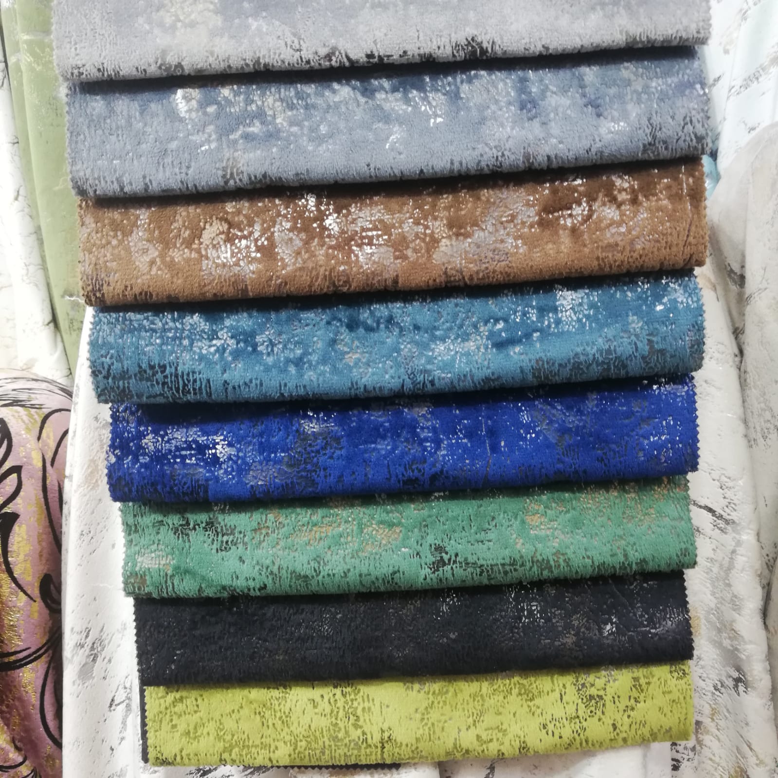 Curtain fabric Samples Glitter Textured Velvet Double Layer Thickness