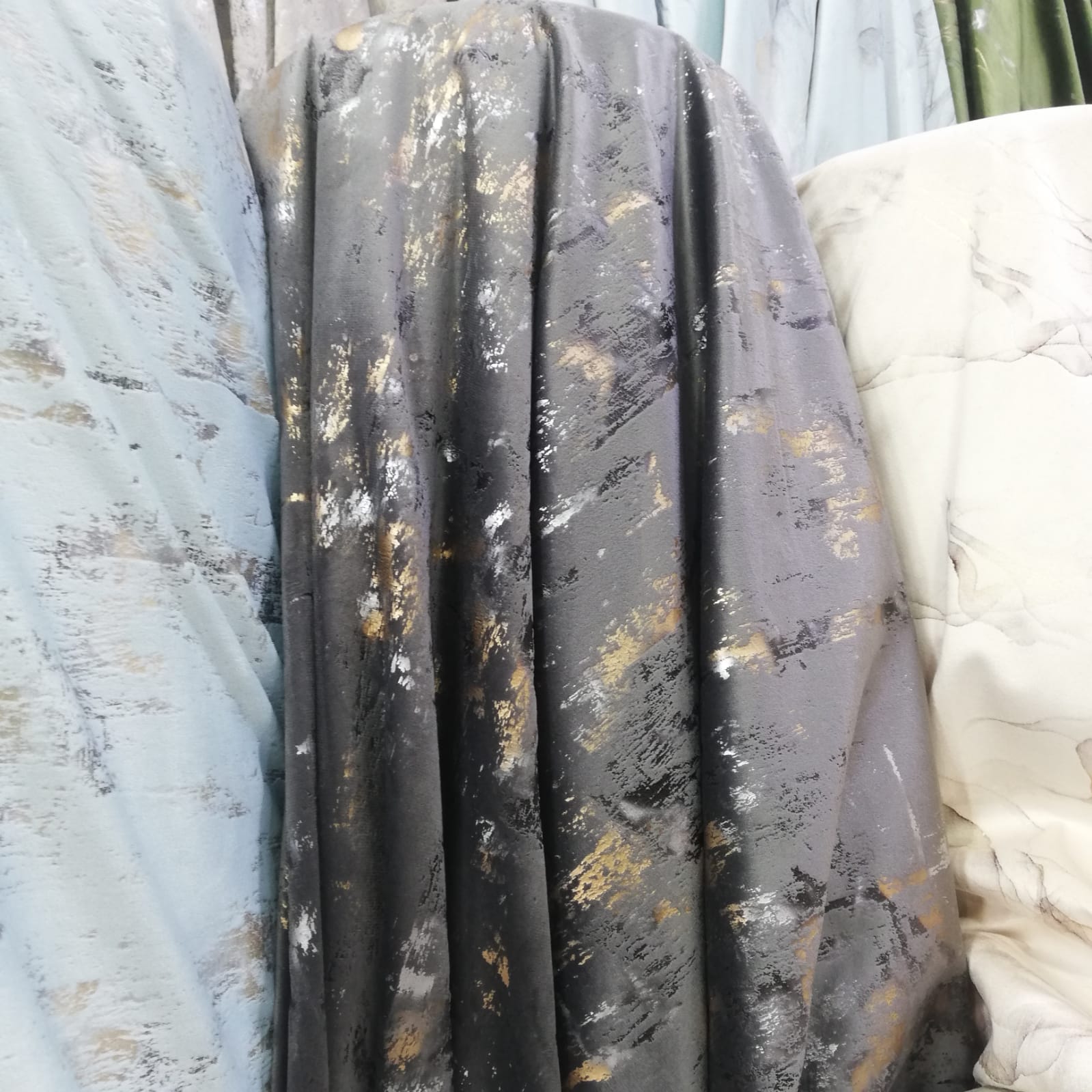 Curtain fabric Samples Glitter Textured Velvet Double Layer Thickness