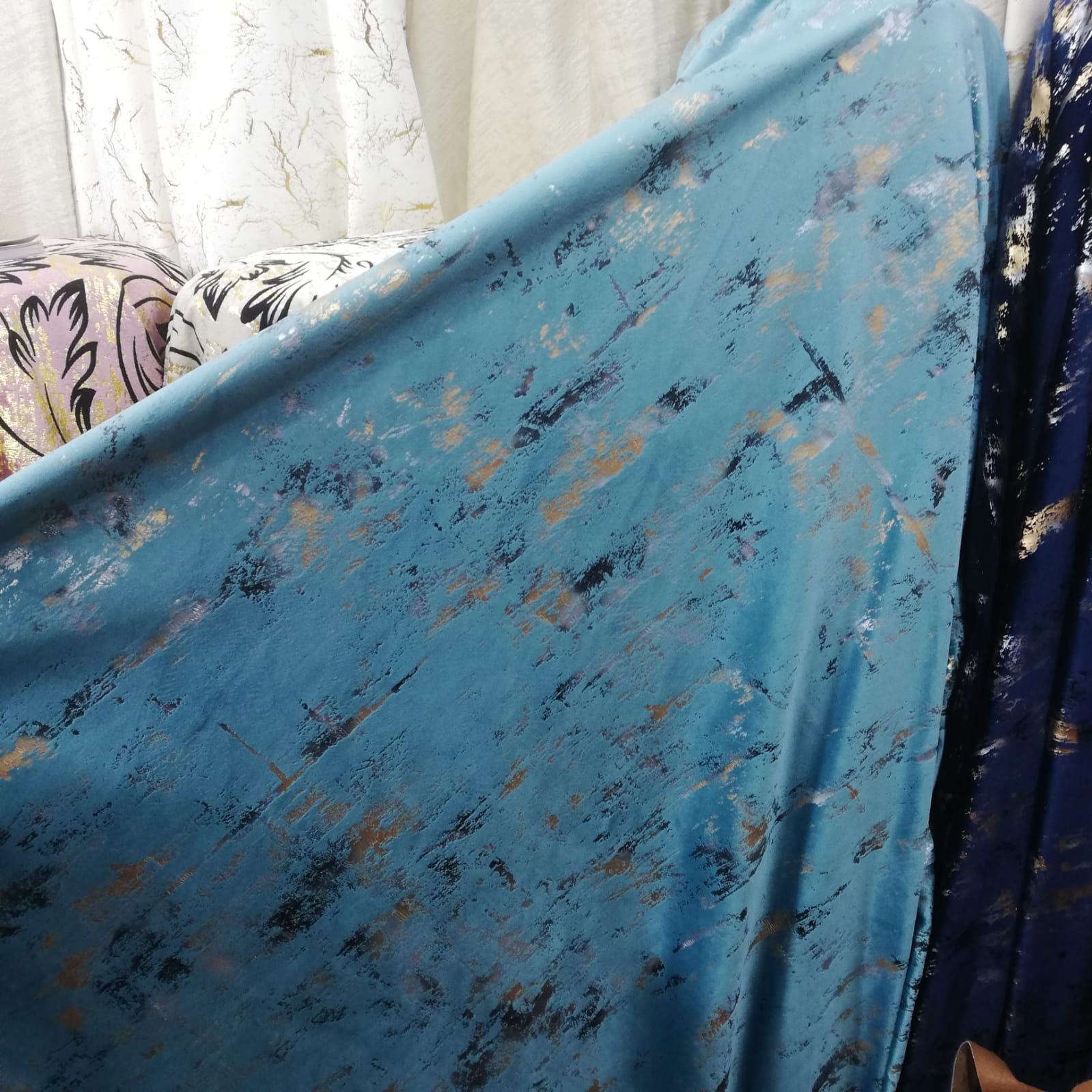 Curtain fabric Samples Glitter Textured Velvet Double Layer Thickness