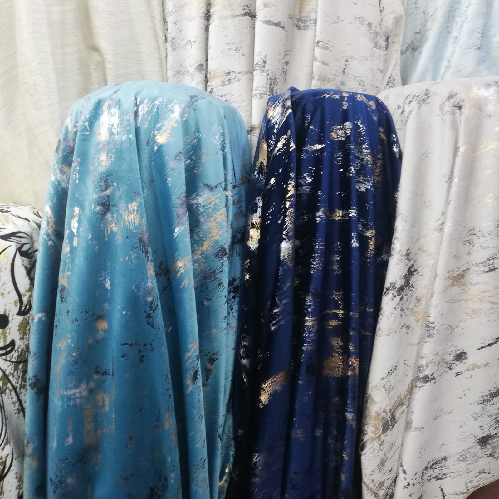 Curtain fabric Samples Glitter Textured Velvet Double Layer Thickness
