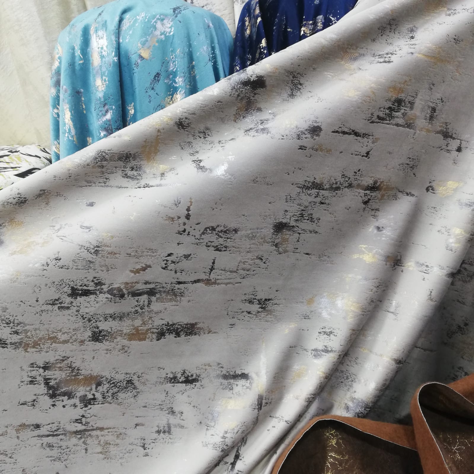 Curtain fabric Samples Glitter Textured Velvet Double Layer Thickness