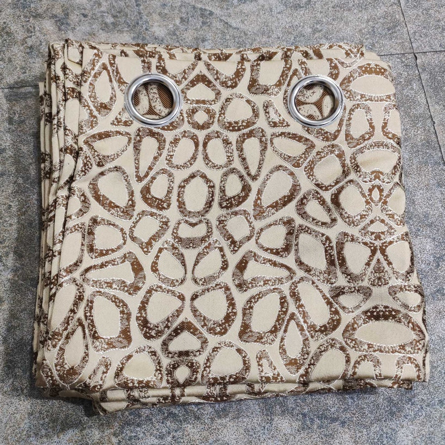 Thick Viscose Curtain Brown & Gold on Off-White