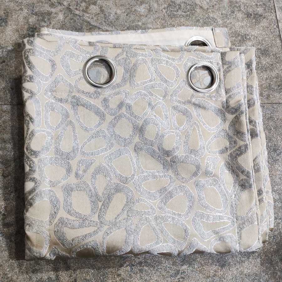 Thick Viscose Curtain Silver & Gold on Off-White