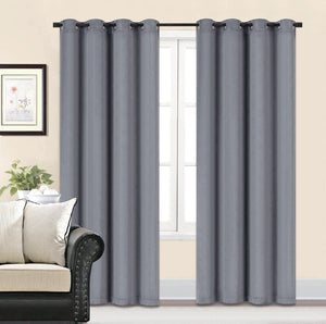 Plain Velvet Curtain Light Grey