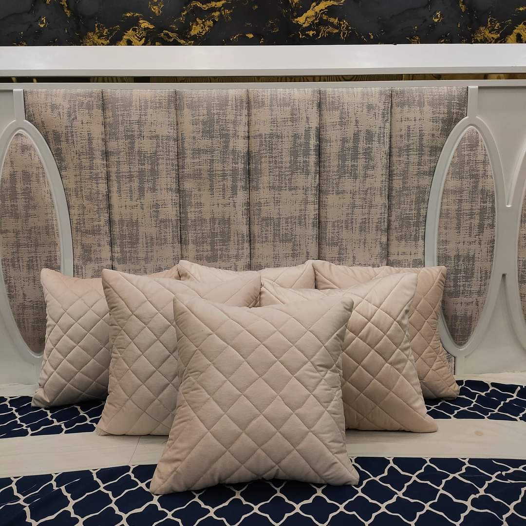 Pair of Quilted Velvet Cushion Covers (16 x 16 Inches)