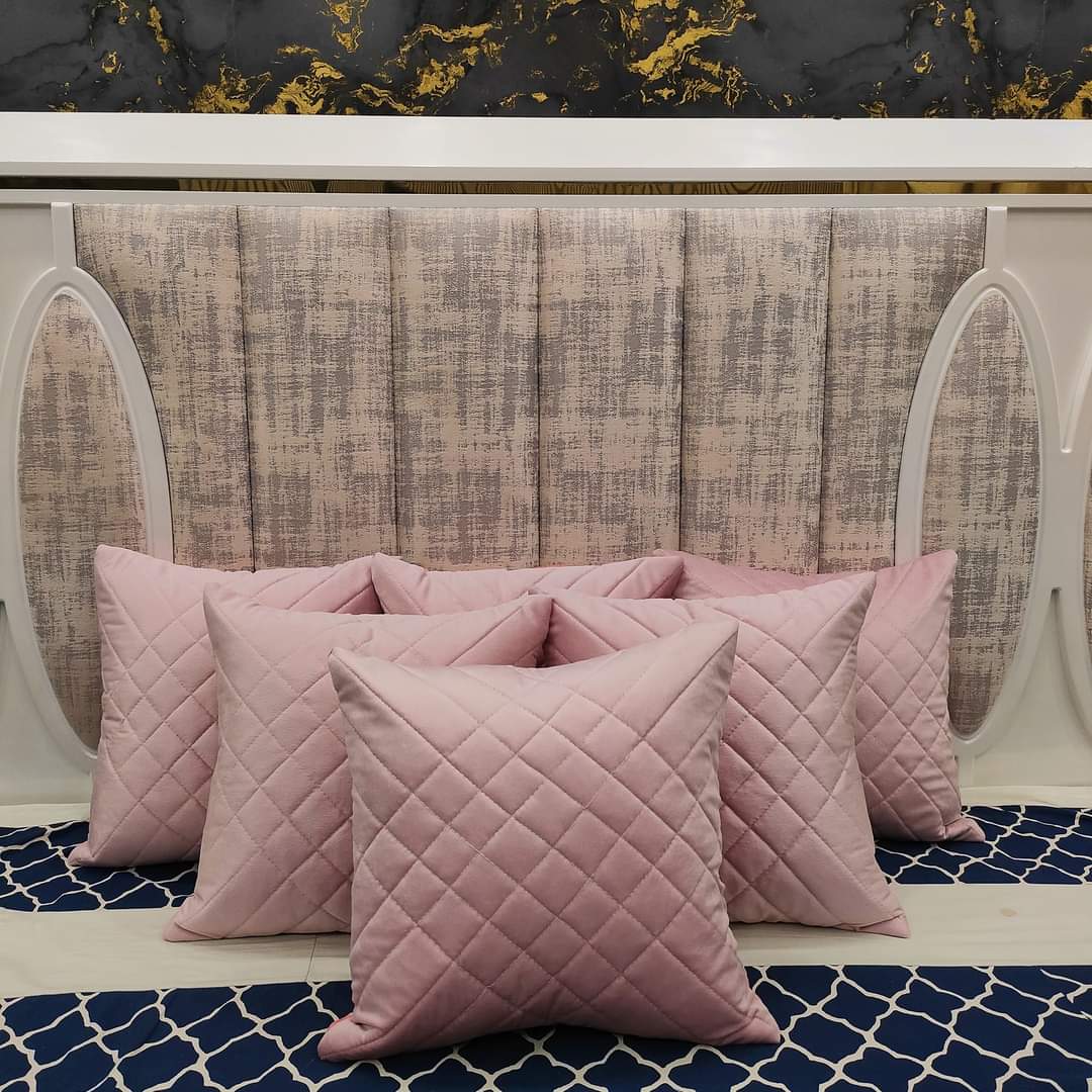 Pair of Quilted Velvet Cushion Covers (16 x 16 Inches)
