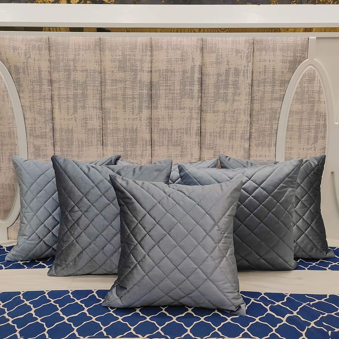 Pair of Quilted Velvet Cushion Covers (16 x 16 Inches)