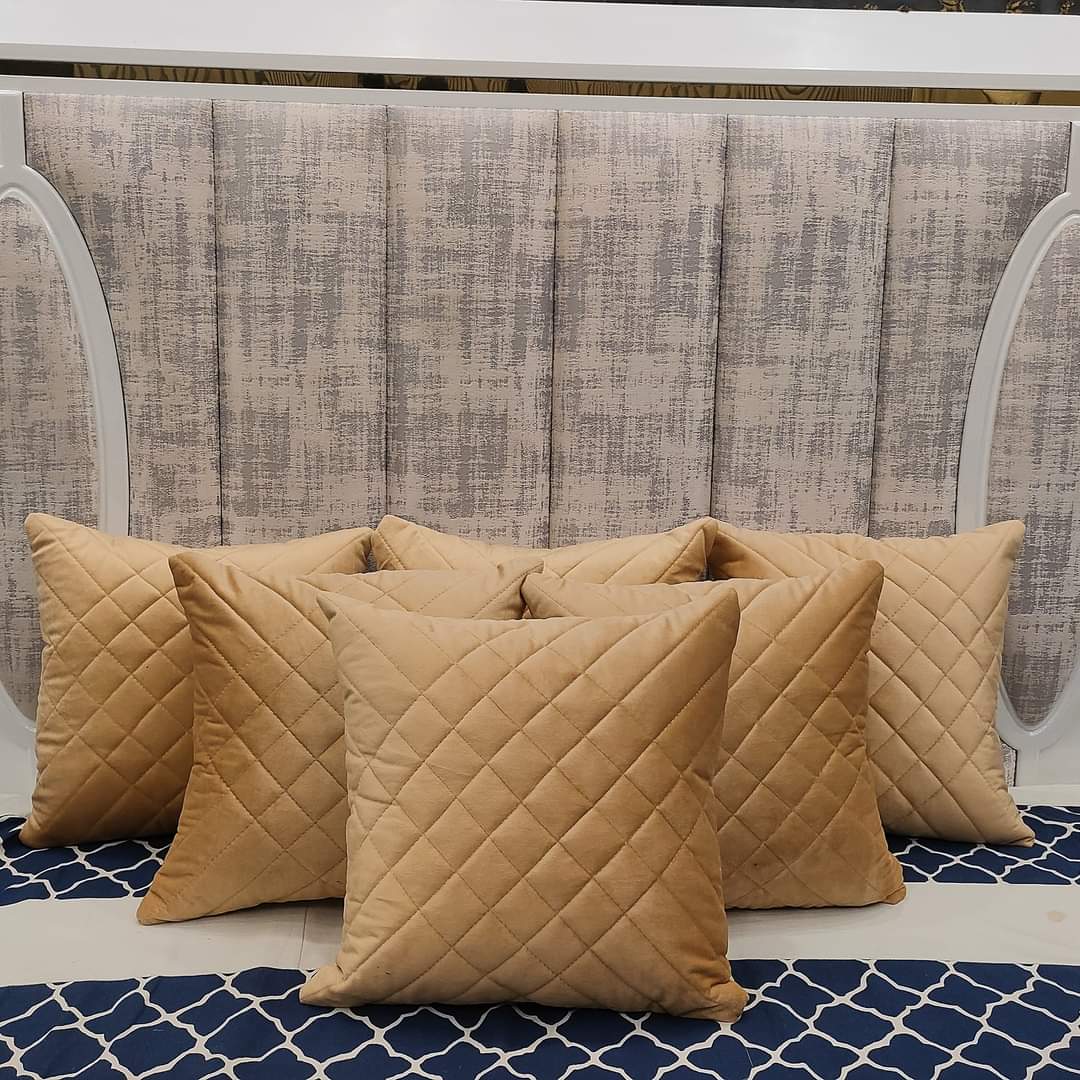 Pair of Quilted Velvet Cushion Covers (16 x 16 Inches)