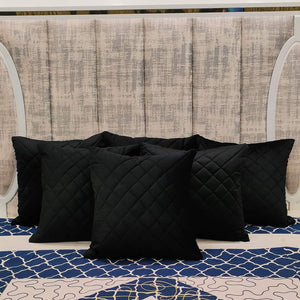 Pair of Quilted Velvet Cushion Covers (16 x 16 Inches)