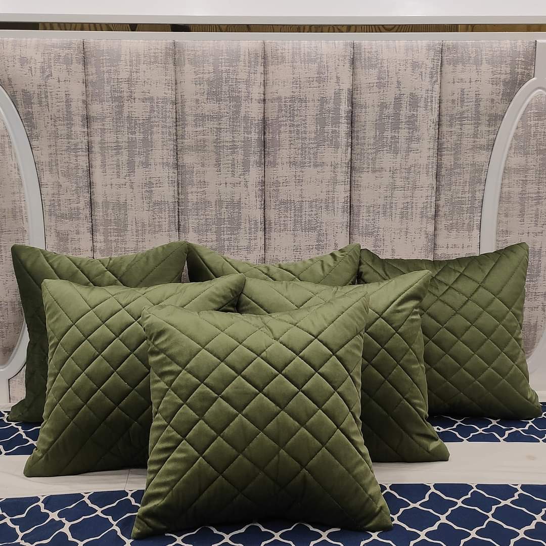Pair of Quilted Velvet Cushion Covers (16 x 16 Inches)