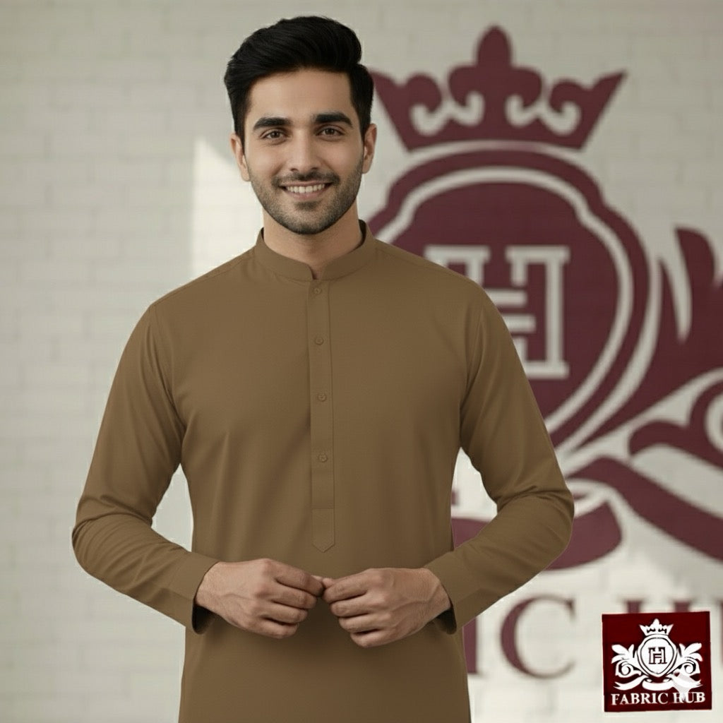 Imported Wash & Wear Camel Color Un-Stitched