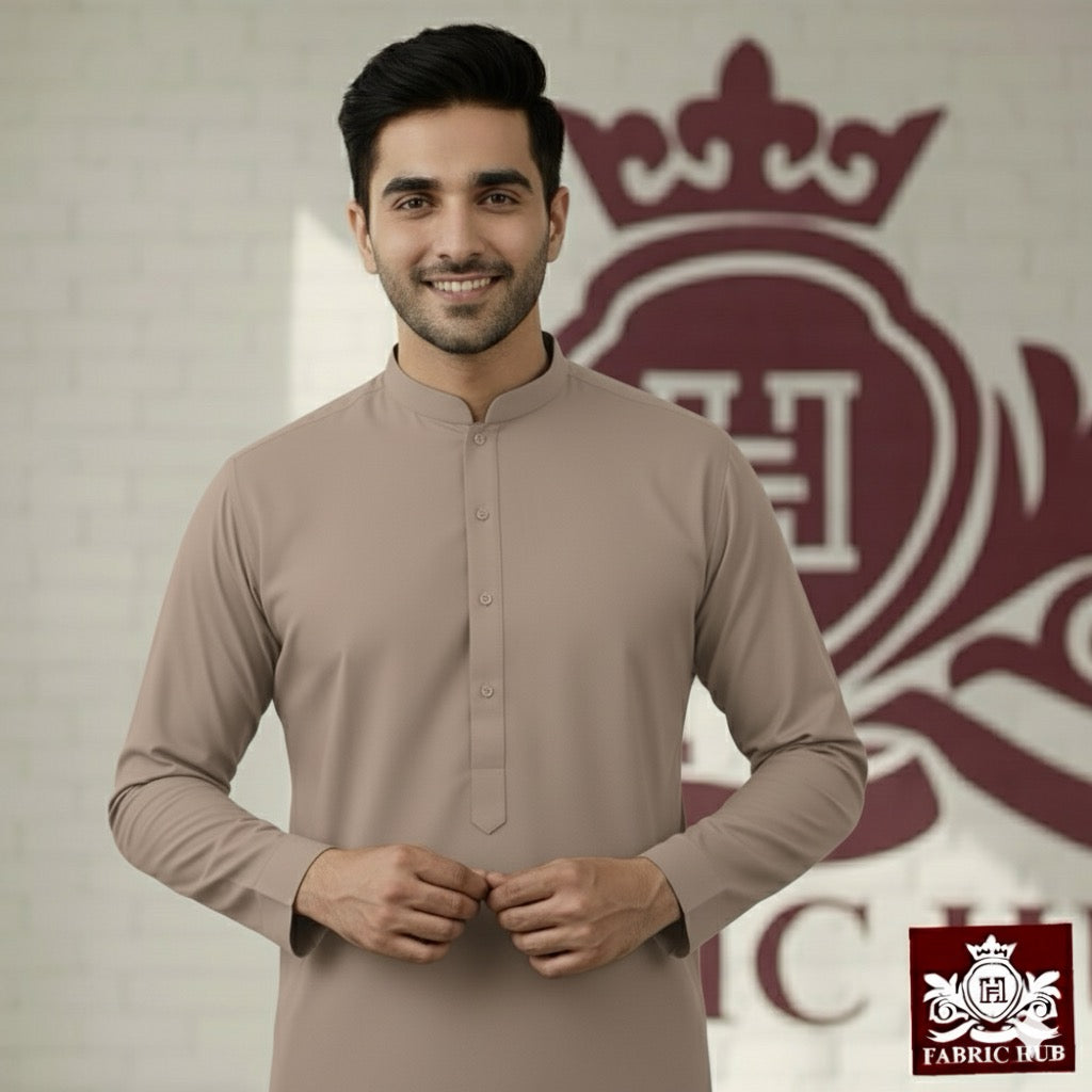Imported Wash & Wear Nuetral Brown Un-Stitched