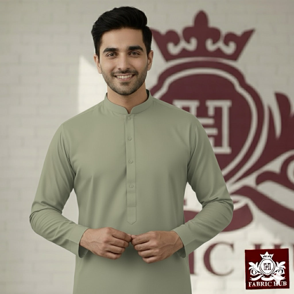 Imported Wash n Wear Light Olive Un-Stitched