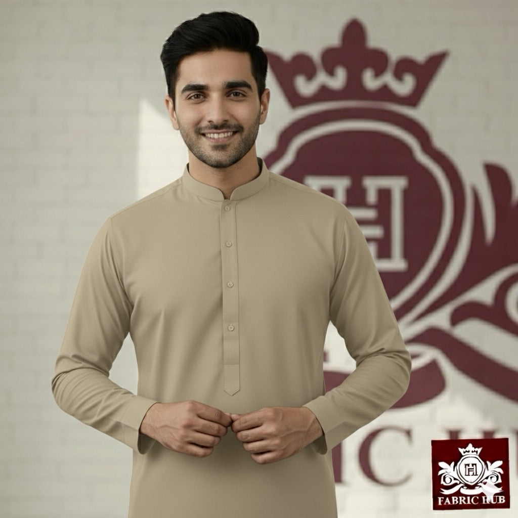 Imported Wash & Wear Dark Beige Un-Stitched
