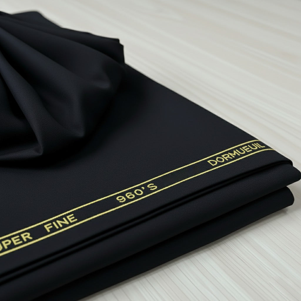 SUPER FINE 960’s DORMEUIL FOR WINTERS BLACK Un-Stitched