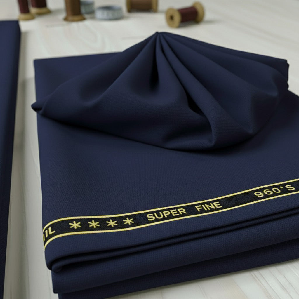 SUPER FINE 960’s DORMEUIL FOR WINTERS BLUE Un-Stitched