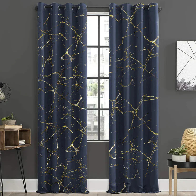 Pair of Glittered Velvet Curtains