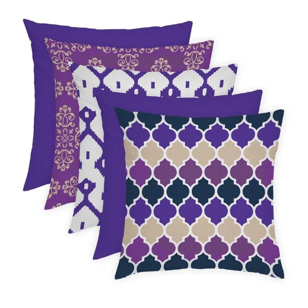 Multi Motif Jute Cushion Covers (Pack of 5)