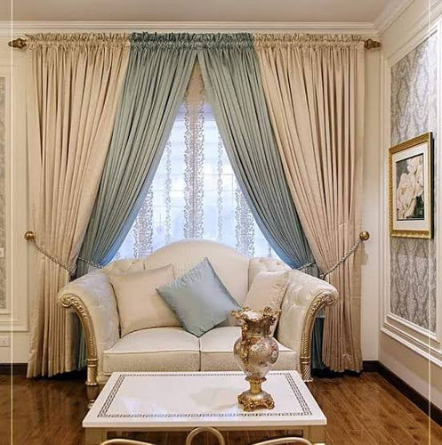 Pair of Luxury Combination Velvet Curtains With Tie Belts