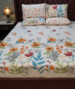 Multi Floral Cotton Bed Sheet comfarterset