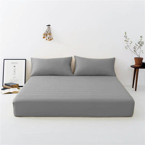 Plain Grey Cotton Fitted Bedsheet