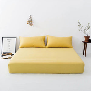 Plain Macaroon Yellow Cotton Fitted Bedsheet