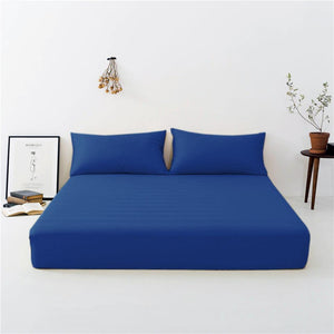 Plain Royal Blue Cotton Fitted Bedsheet