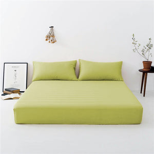 Plain Olive Green Cotton Fitted Bedsheet
