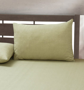 Plain Olive Green Satin Fitted Bedsheet
