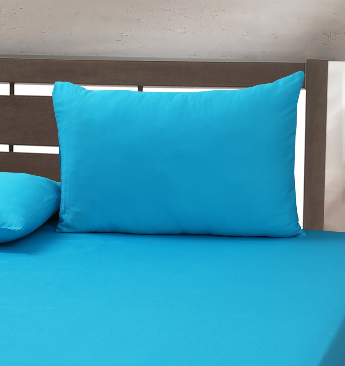 Plain Turquoise  Satin Fitted Bedsheet