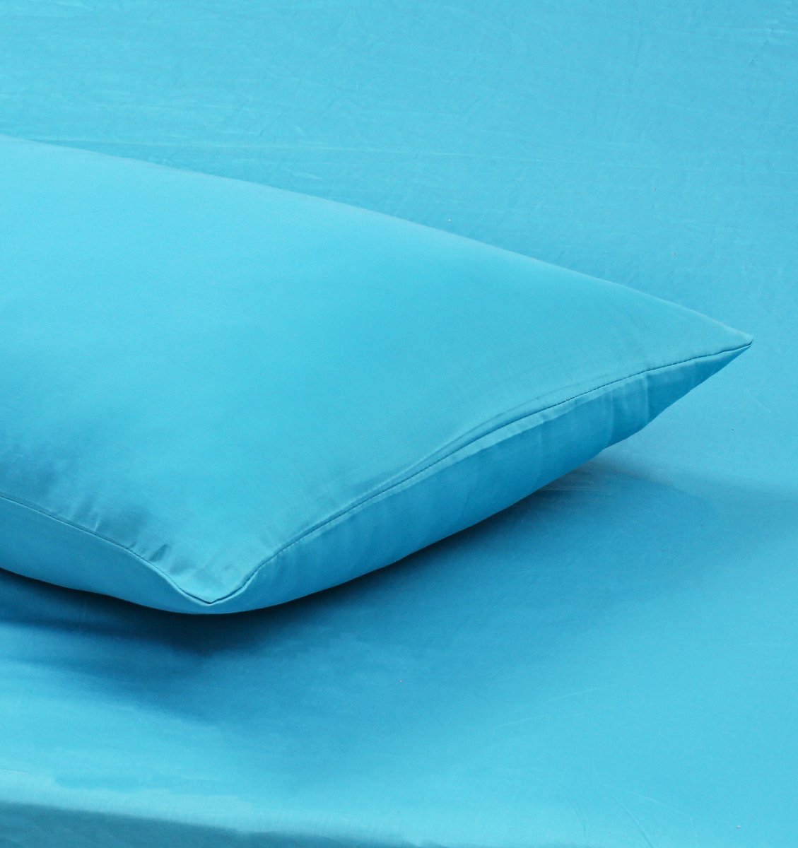 Plain Turquoise  Satin Fitted Bedsheet