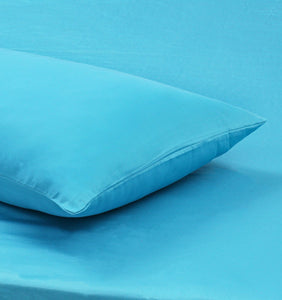 Plain Turquoise  Satin Fitted Bedsheet