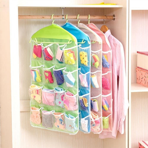 16 Pockets Wardrobe Hanging Organizer Bag / Hanger Closet Storage