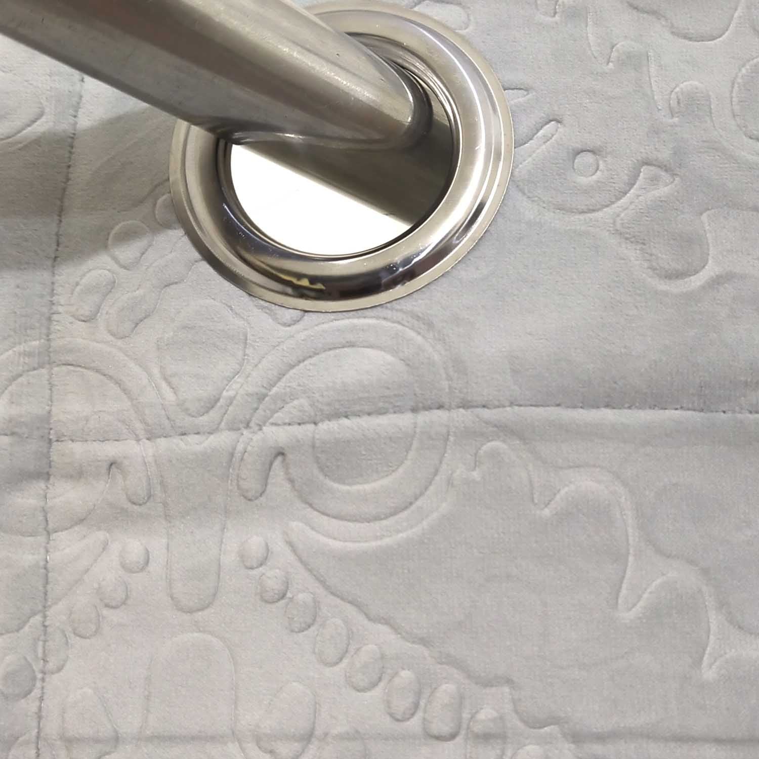 Self Embossed Velvet Curtain Lite Grey