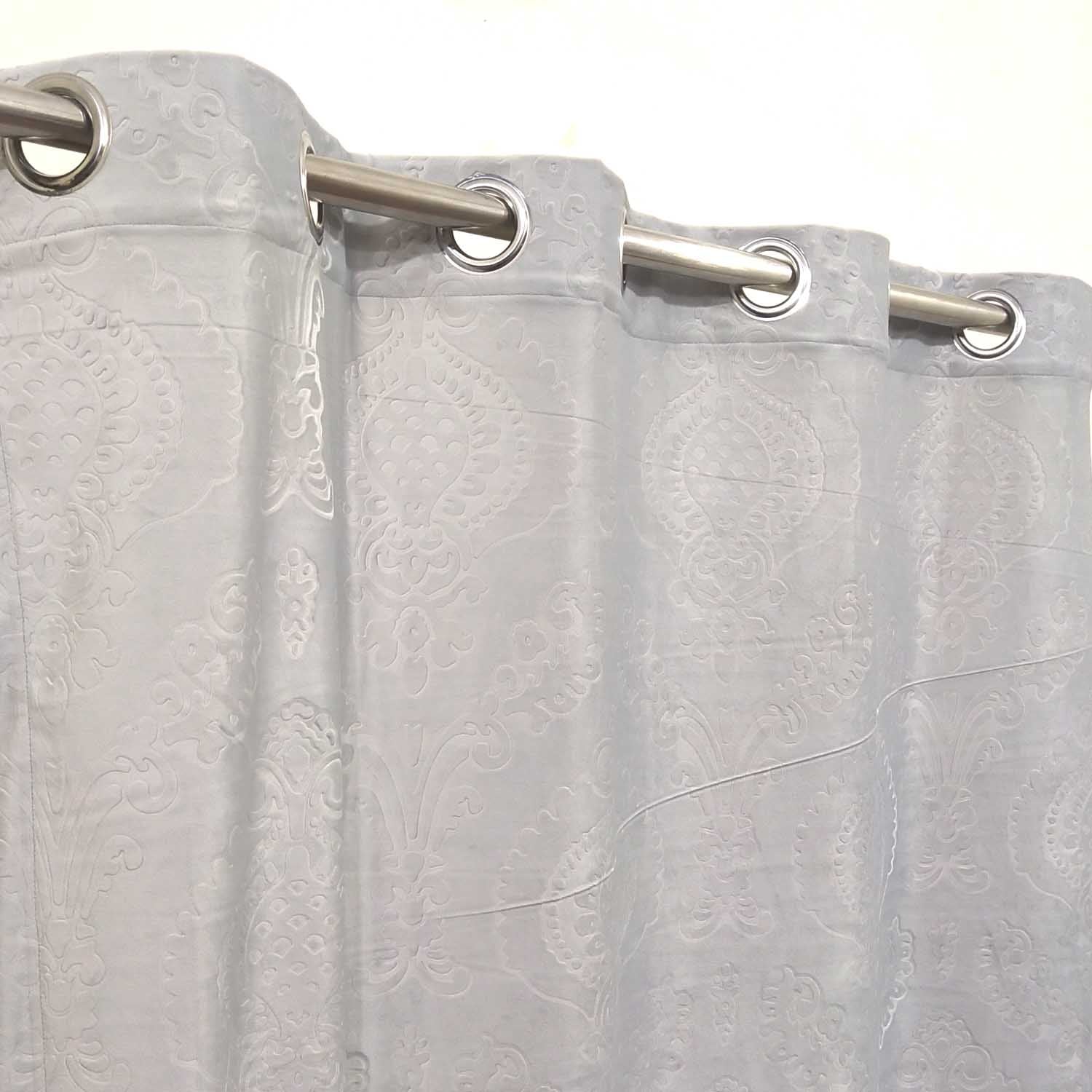 Self Embossed Velvet Curtain Lite Grey