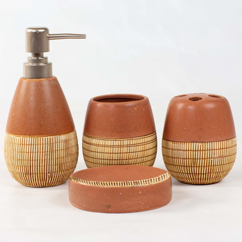 Textured Design Round Ceramic Bath Set