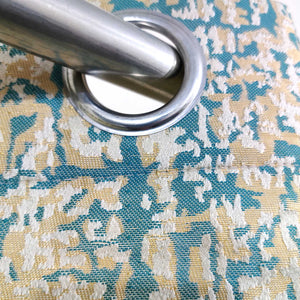Thick Viscose Curtain Golden & Off-White On Turquoise Base
