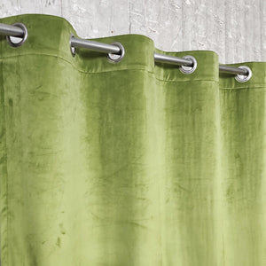 Plain Parrot Green Velvet Curtain