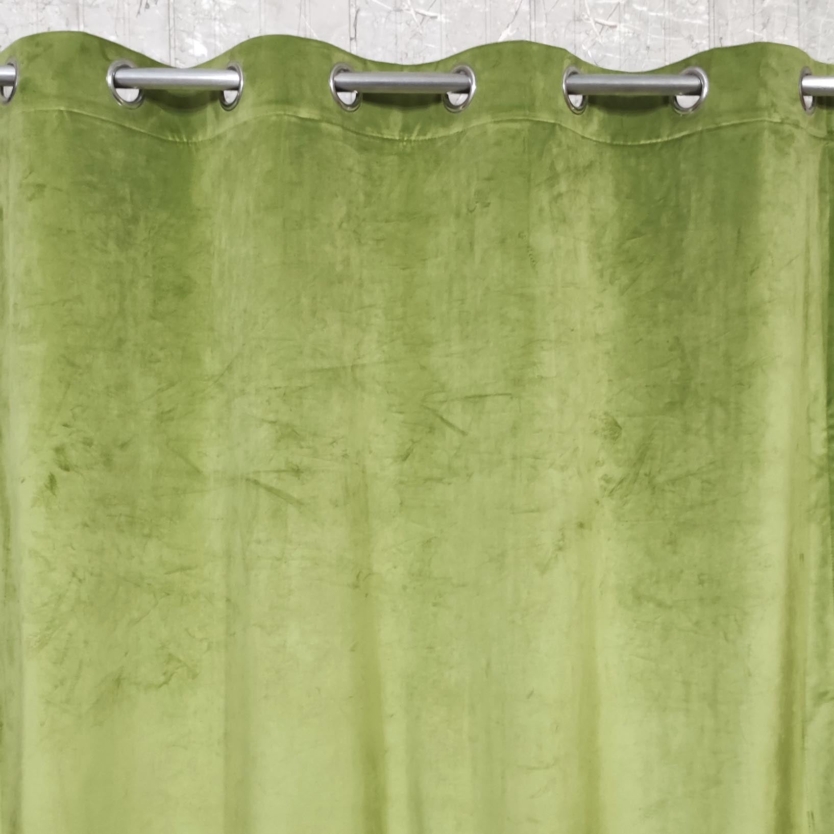 Pair of Plain Parrot Green Velvet Curtain(For 4-5 Feet Wide Window)