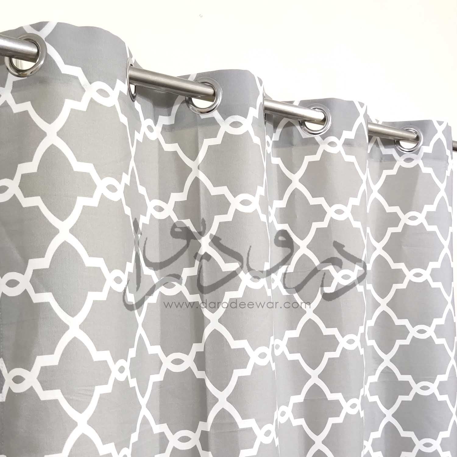 Last 1 left Lite Grey white Motif Duck Cotton Curtain
