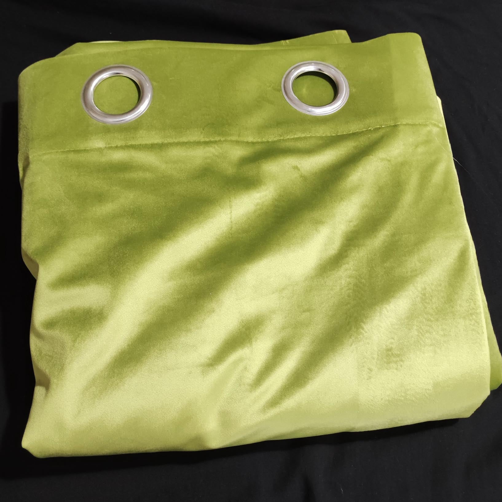 Pair of Plain Parrot Green Velvet Curtain(For 4-5 Feet Wide Window)
