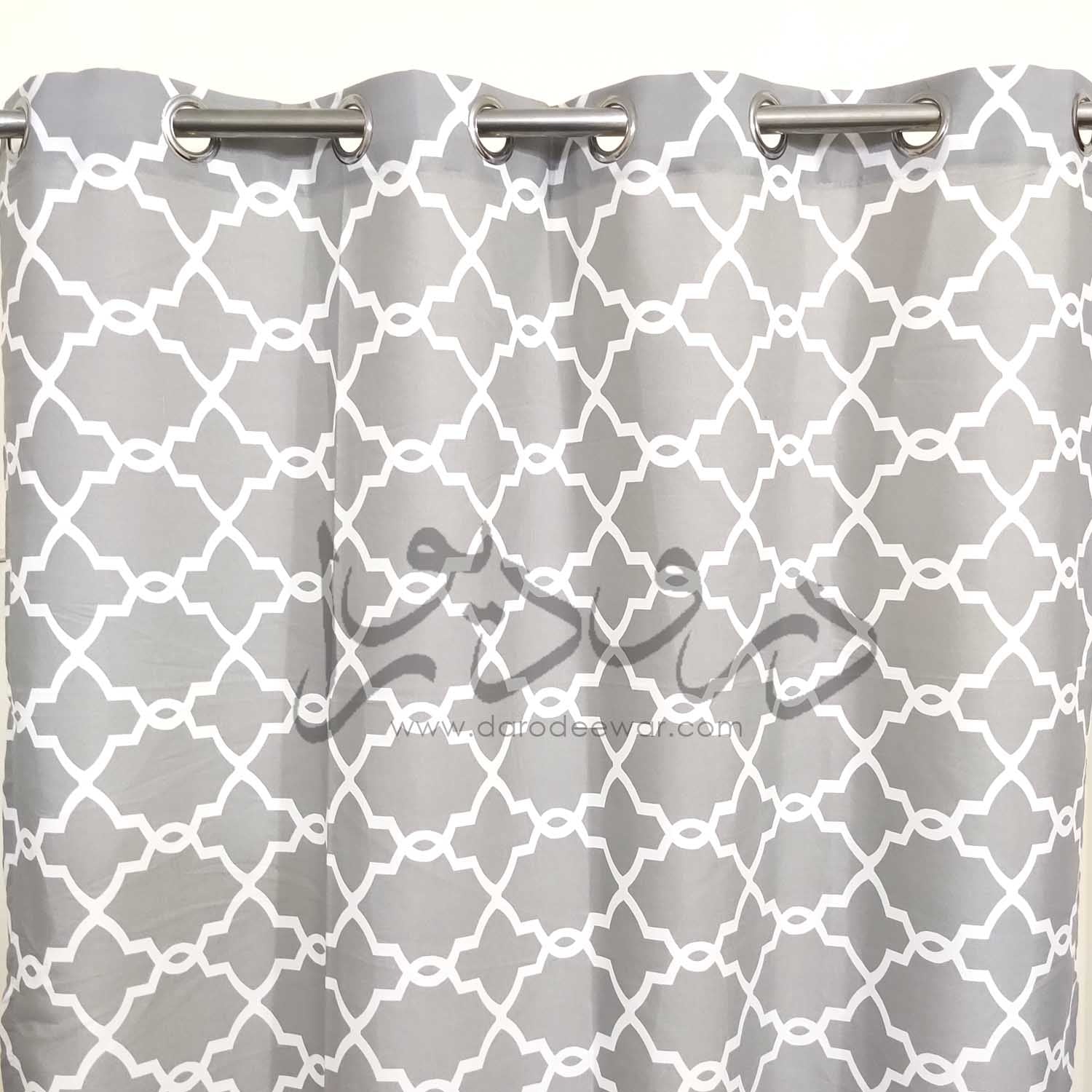 Last 1 left Lite Grey white Motif Duck Cotton Curtain