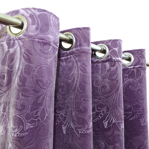 Self Embossed Velvet Curtain Lite Purple