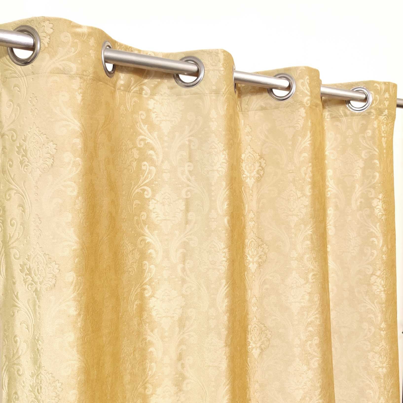 Self Embossed Velvet Curtain Lite Golden